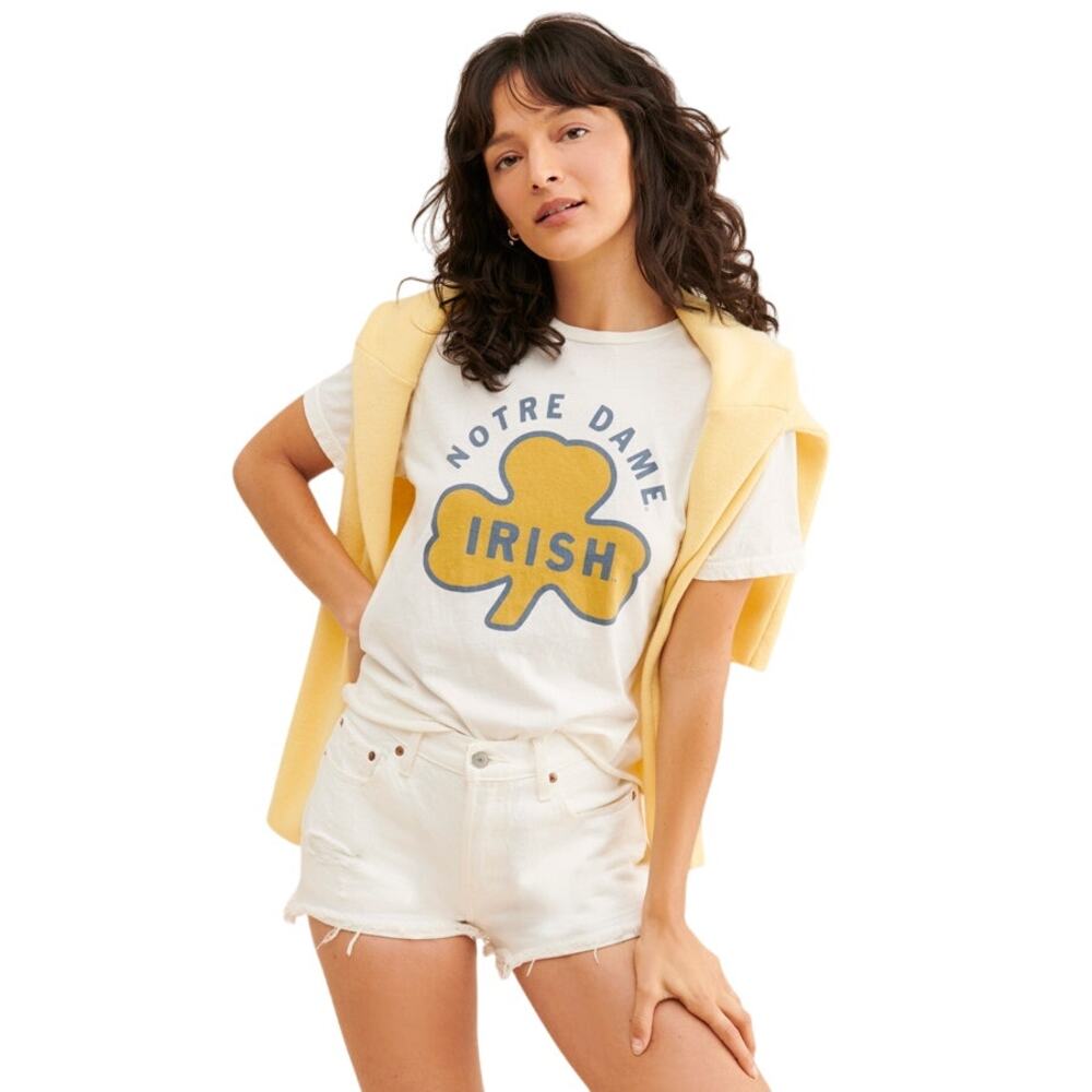 ORIGINAL RETRO BRAND Women's Notre Dame Irish Tee Size XS In Ivory